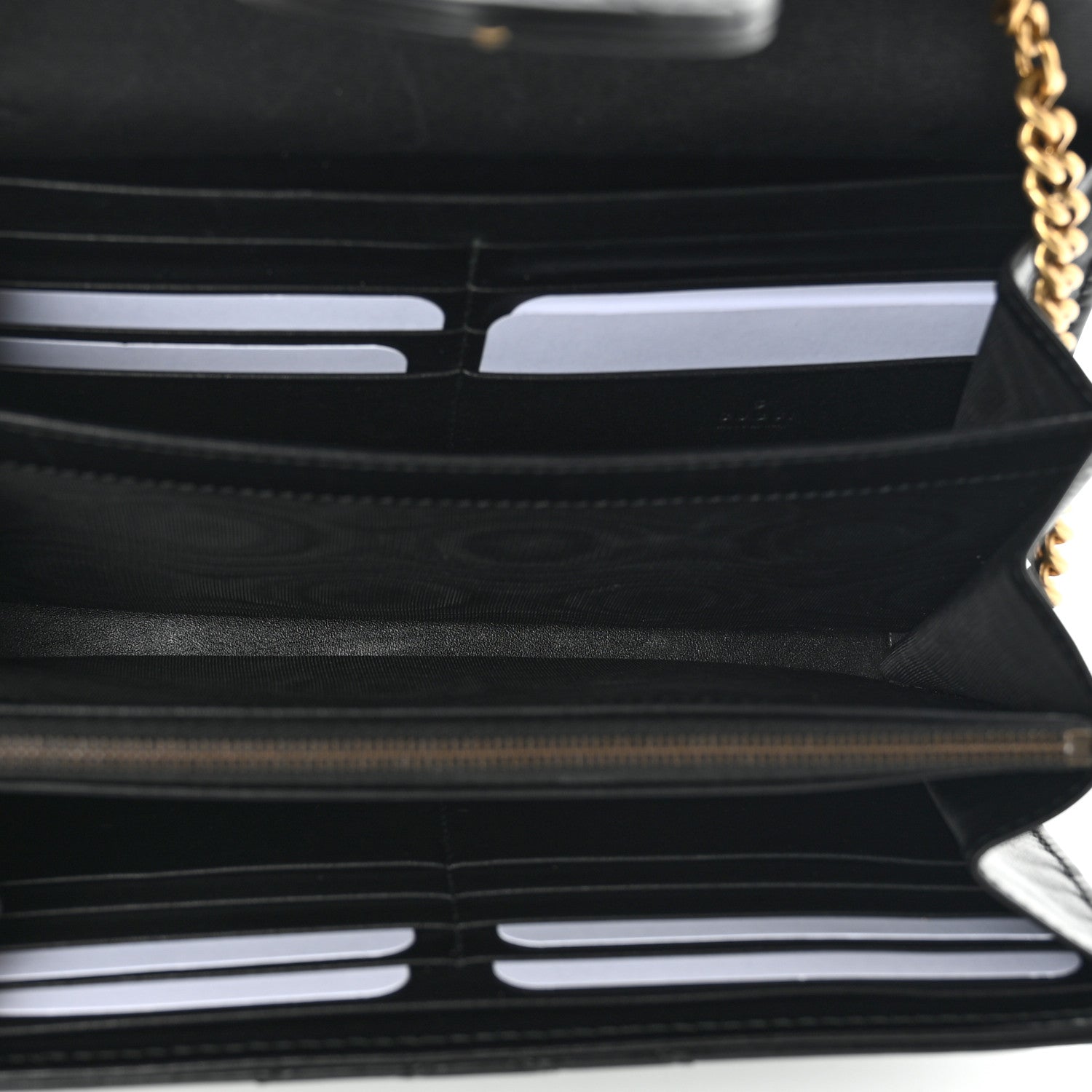 Gucci Calfskin Matelasse GG Marmont Chain Wallet Black 4 of 9