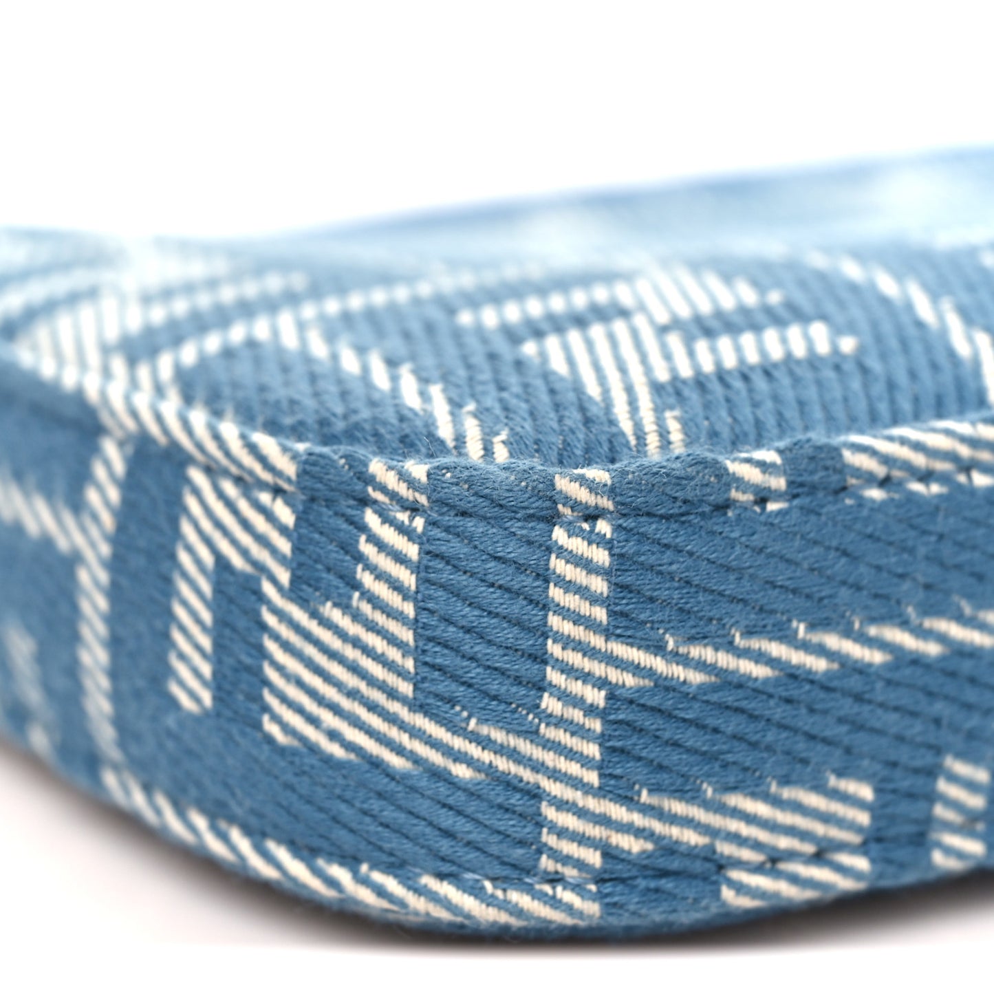 Denim Effect Fabric Jacquard FF Baguette Pouch Blue