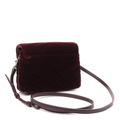 Saint Laurent Velvet Y Quilted Monogram Toy Loulou Crossbody Bag French Burgundy 3 of 9