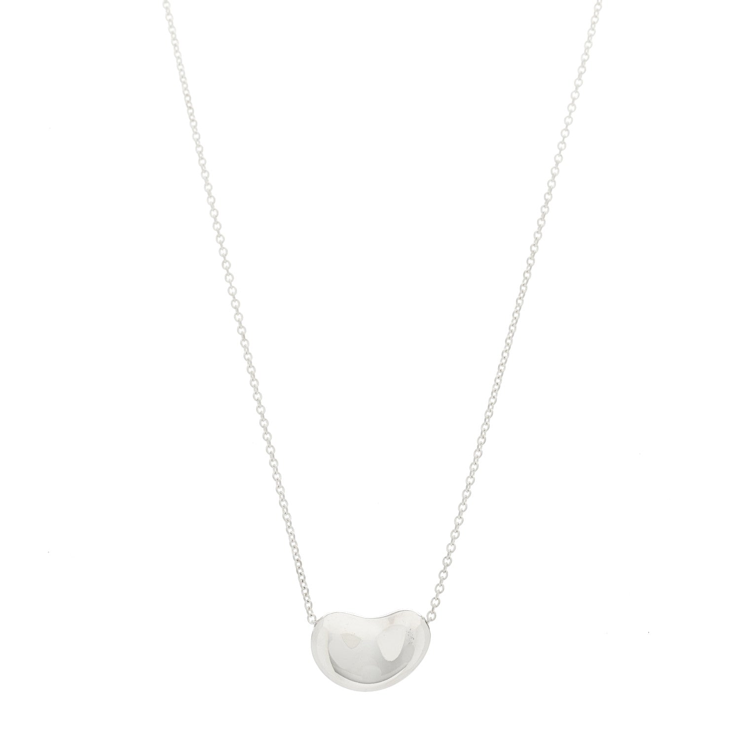 Tiffany Sterling Silver 14mm Elsa Peretti Bean Pendant Necklace 1 of 5
