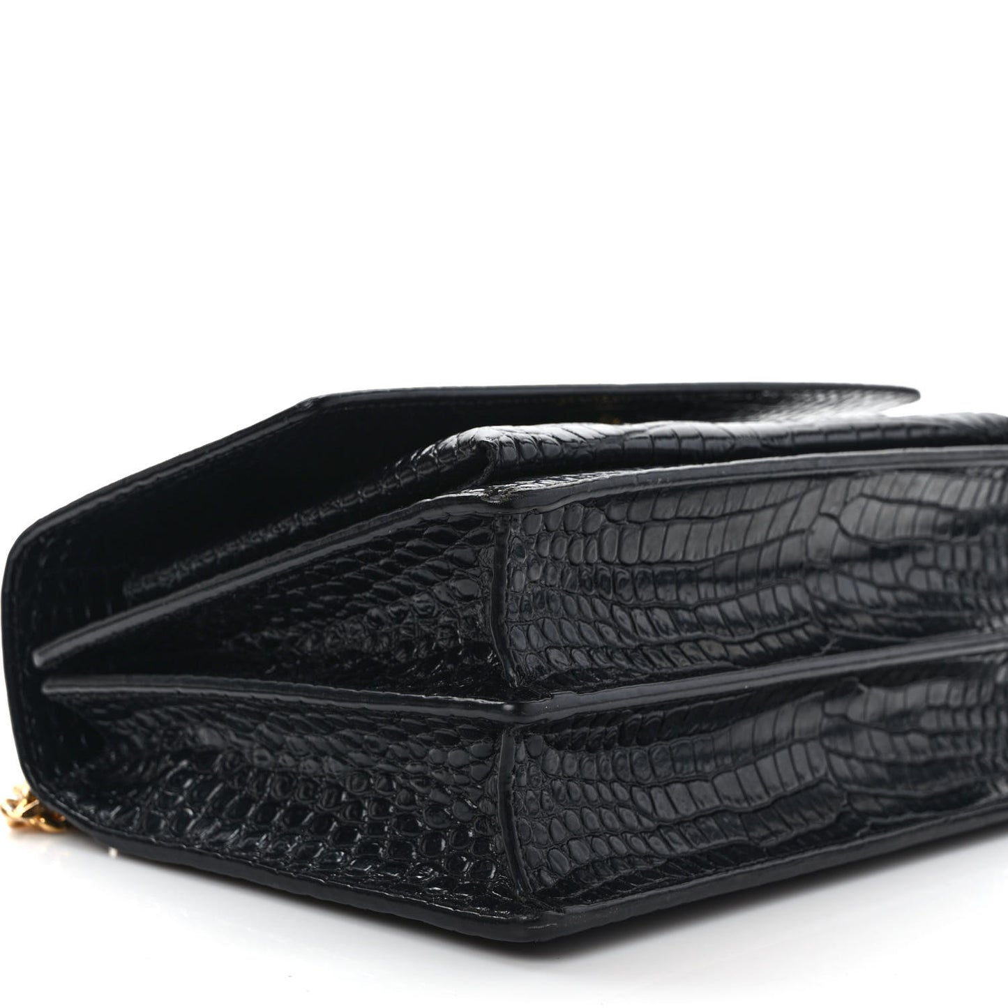 Calfskin Crocodile Embossed Medium Monogram Sunset Black