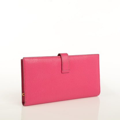 Hermes Chevre Mysore Bearn Gusset Wallet Fuchsia 3 of 13