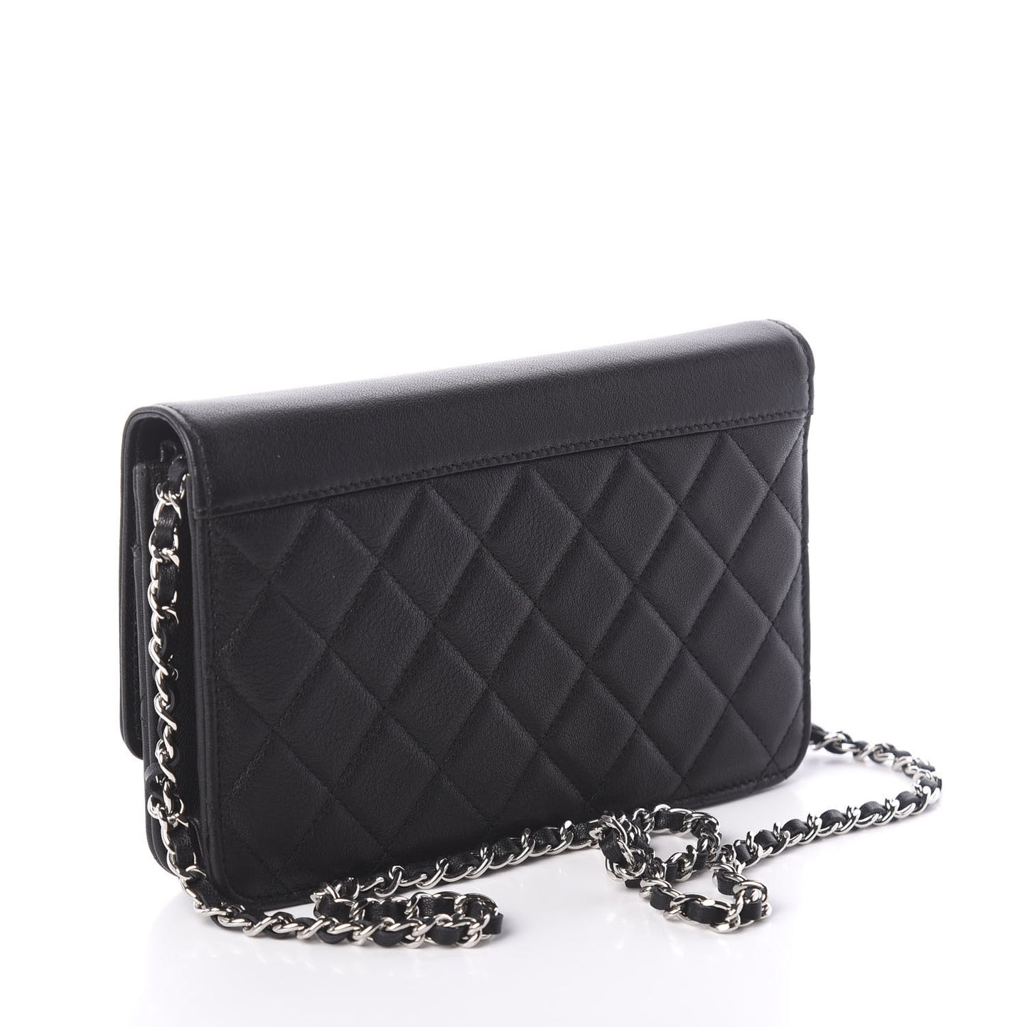 Grained Calfskin Quilted Urban Champion Wallet On Chain WOC Black