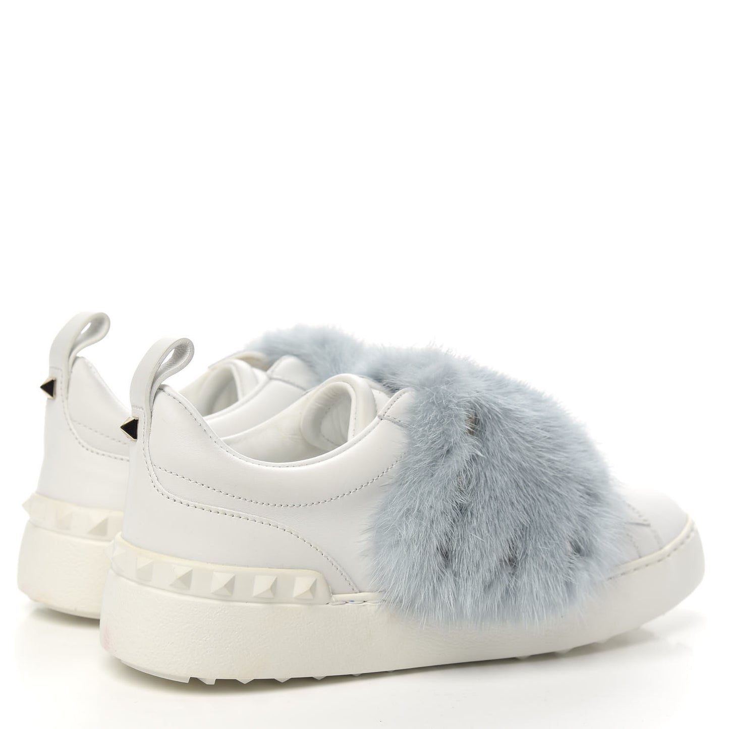 Calfskin Mink Fur Sneakers 37 White Niagara