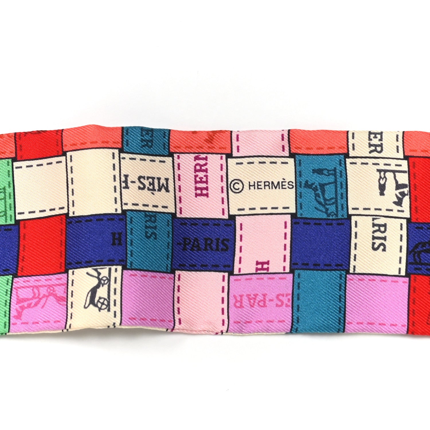 Hermes Silk Bolduc Au Carre Twilly Corail Jaune Multicolor 3 of 4