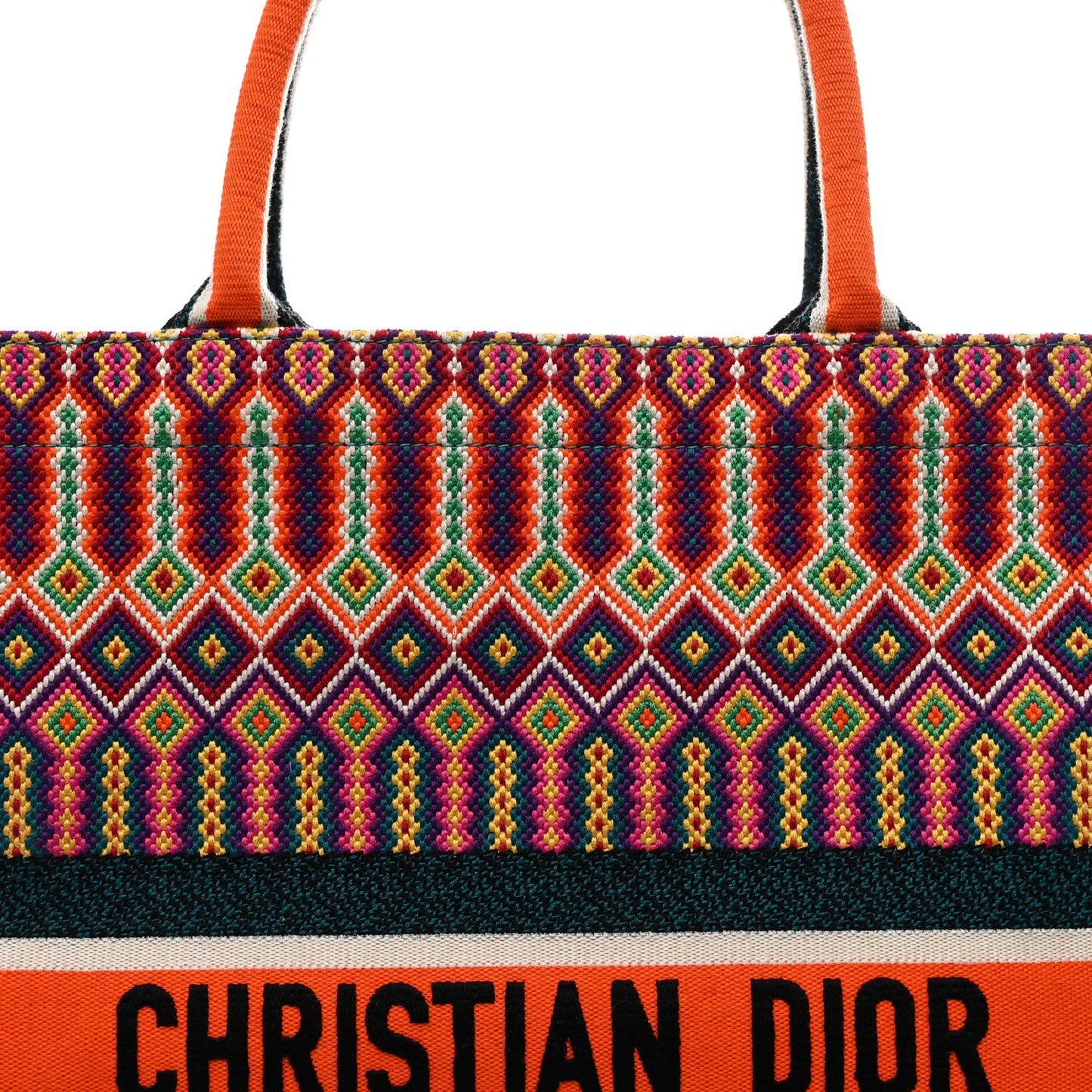 Canvas Embroidered Large Book Tote Orange Multicolor