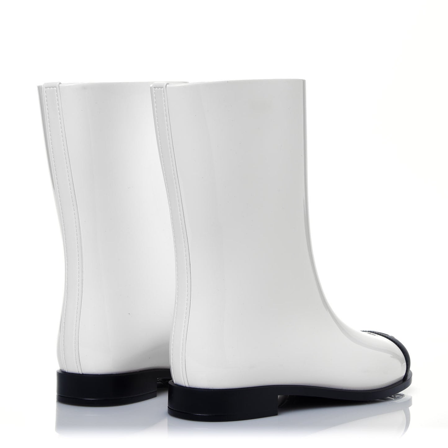 Rubber Rain Boots 37 Ivory Black