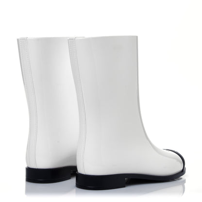 Chanel Rubber Rain Boots 37 Ivory Black 4 of 8