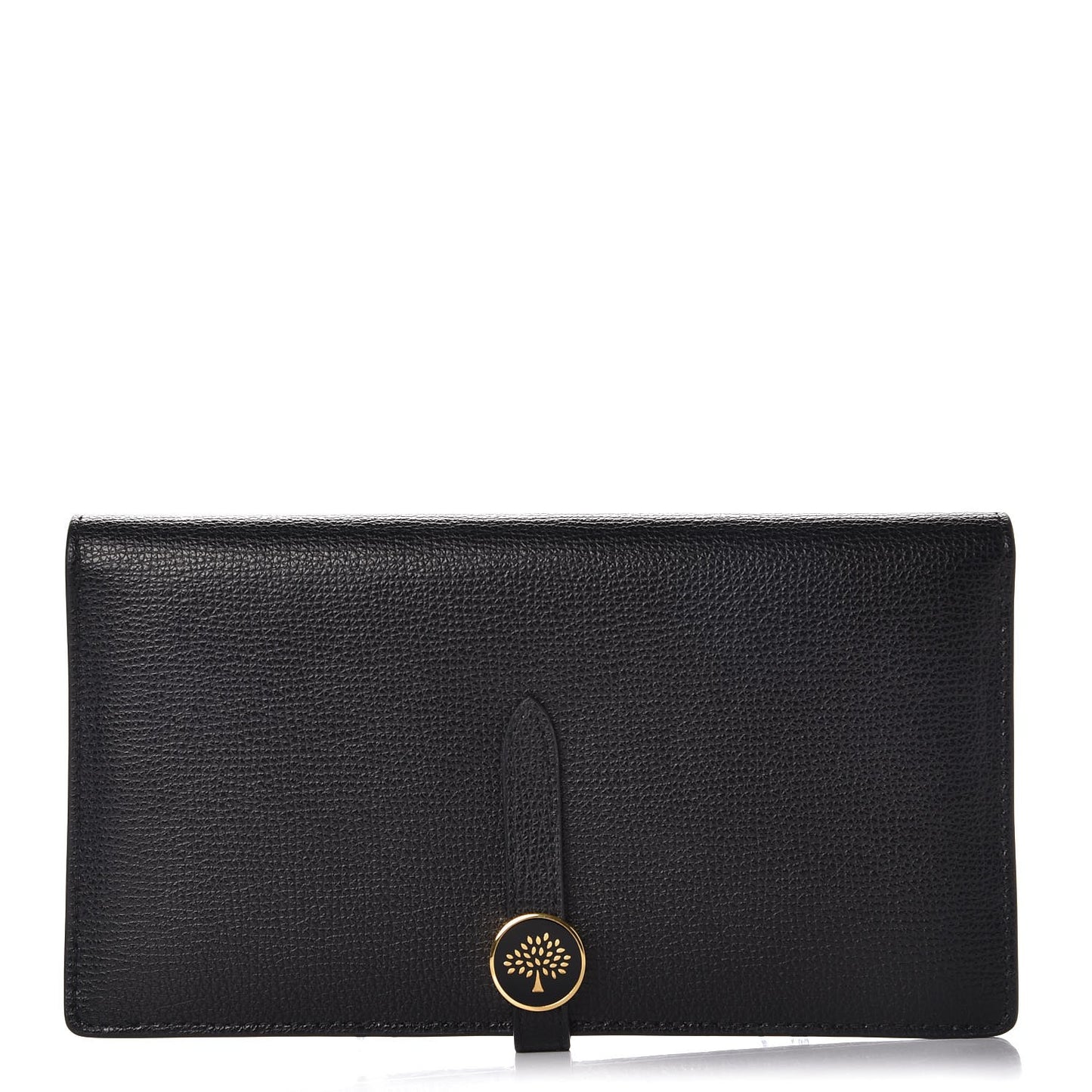 Cross Grain Calfskin Tree Long Wallet Black