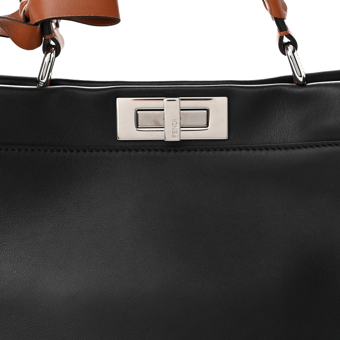 Vitello Seta Nappa Ribbon Medium Peekaboo Iconic Satchel Black Corteccia