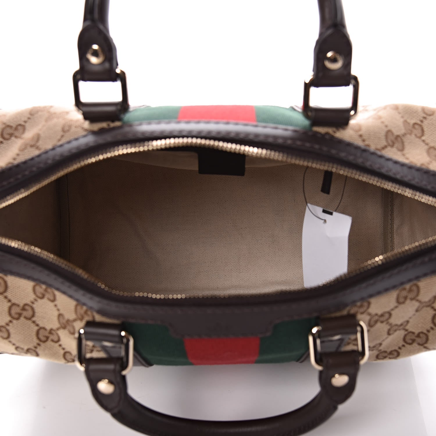 Gucci Monogram Vintage Web Medium Boston Dark Brown 6 of 12