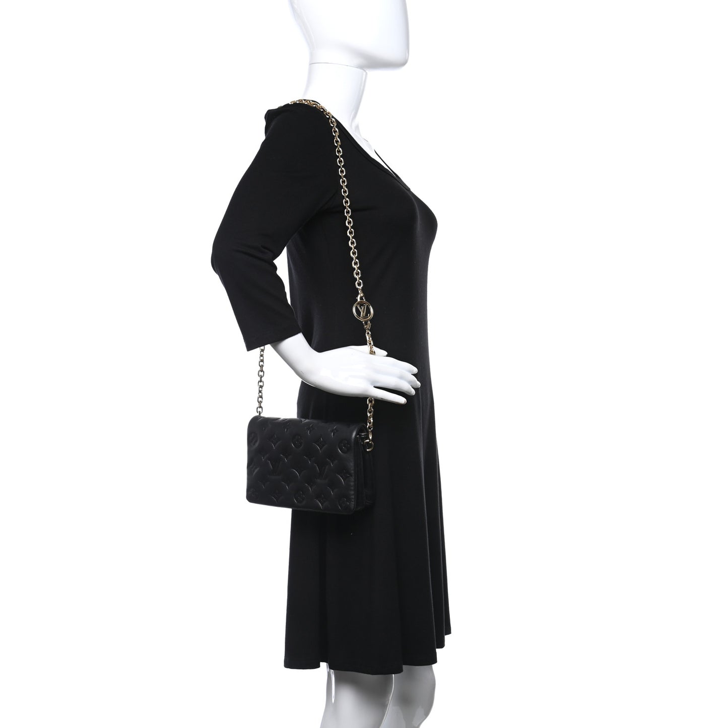 Lambskin Embossed Monogram Pochette Coussin Black