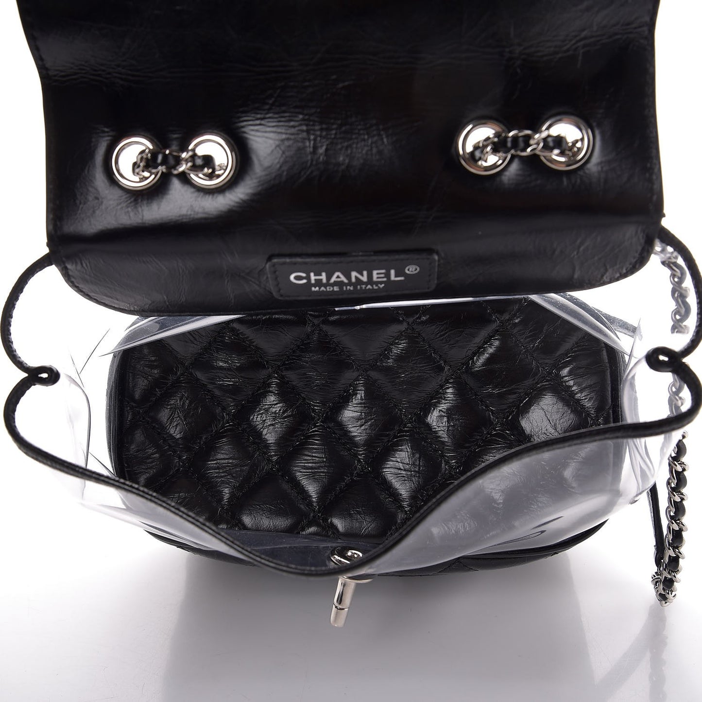 Crumpled Calfskin PVC Quilted Backpack Black