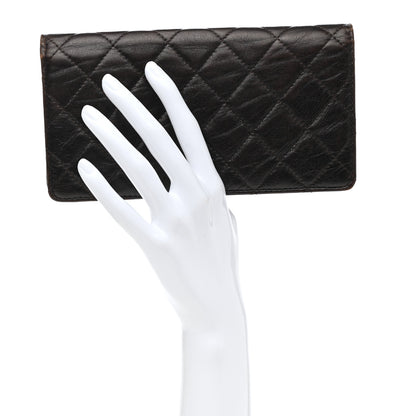 Chanel Lambskin Quilted Yen Wallet Dark Brown 2 of 8