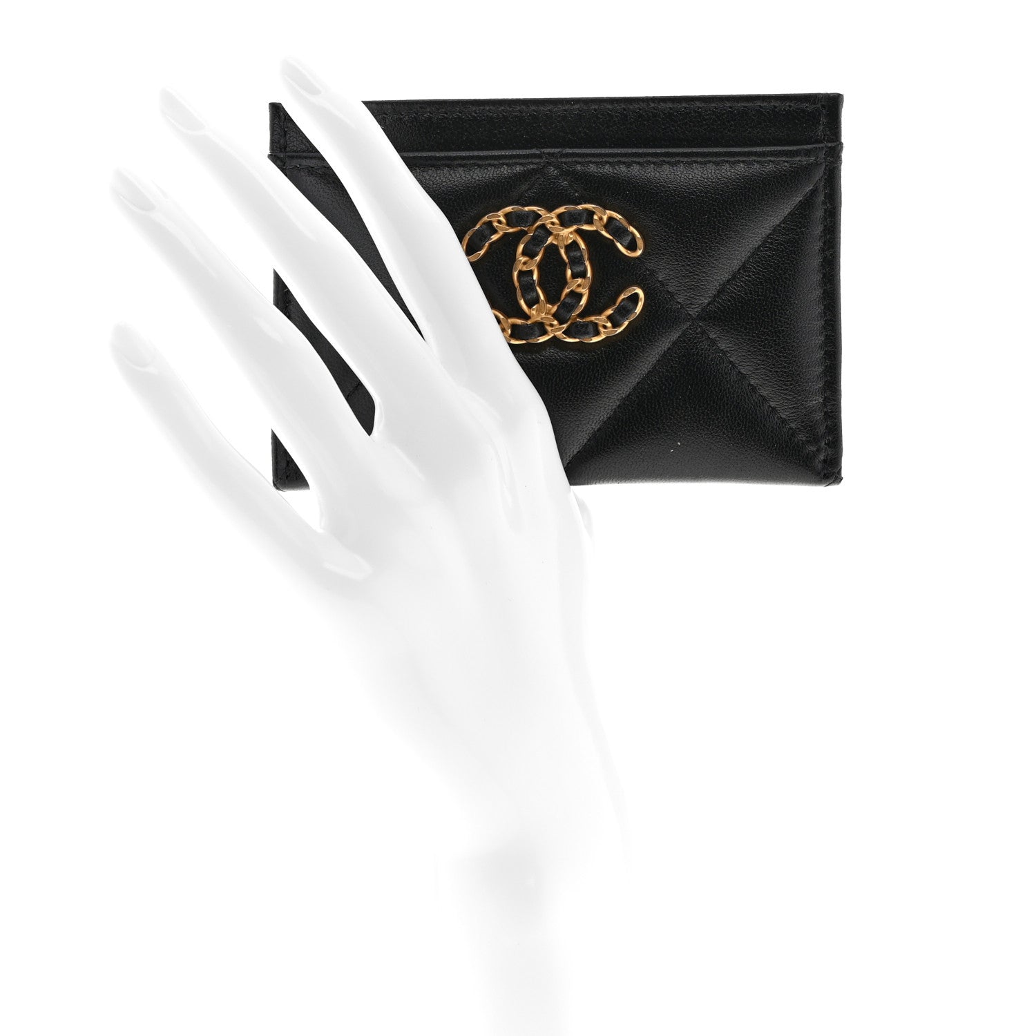 Chanel Lambskin Quilted Chanel 19 Card Holder Black 2 of 9