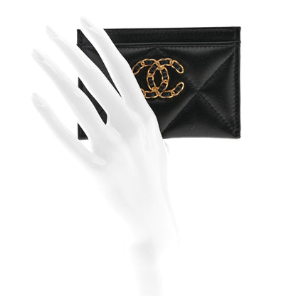 Chanel Lambskin Quilted Chanel 19 Card Holder Black 2 of 9