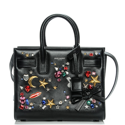 Saint Laurent Calfskin Crystal Embellished Nano Sac de Jour Black 1 of 7