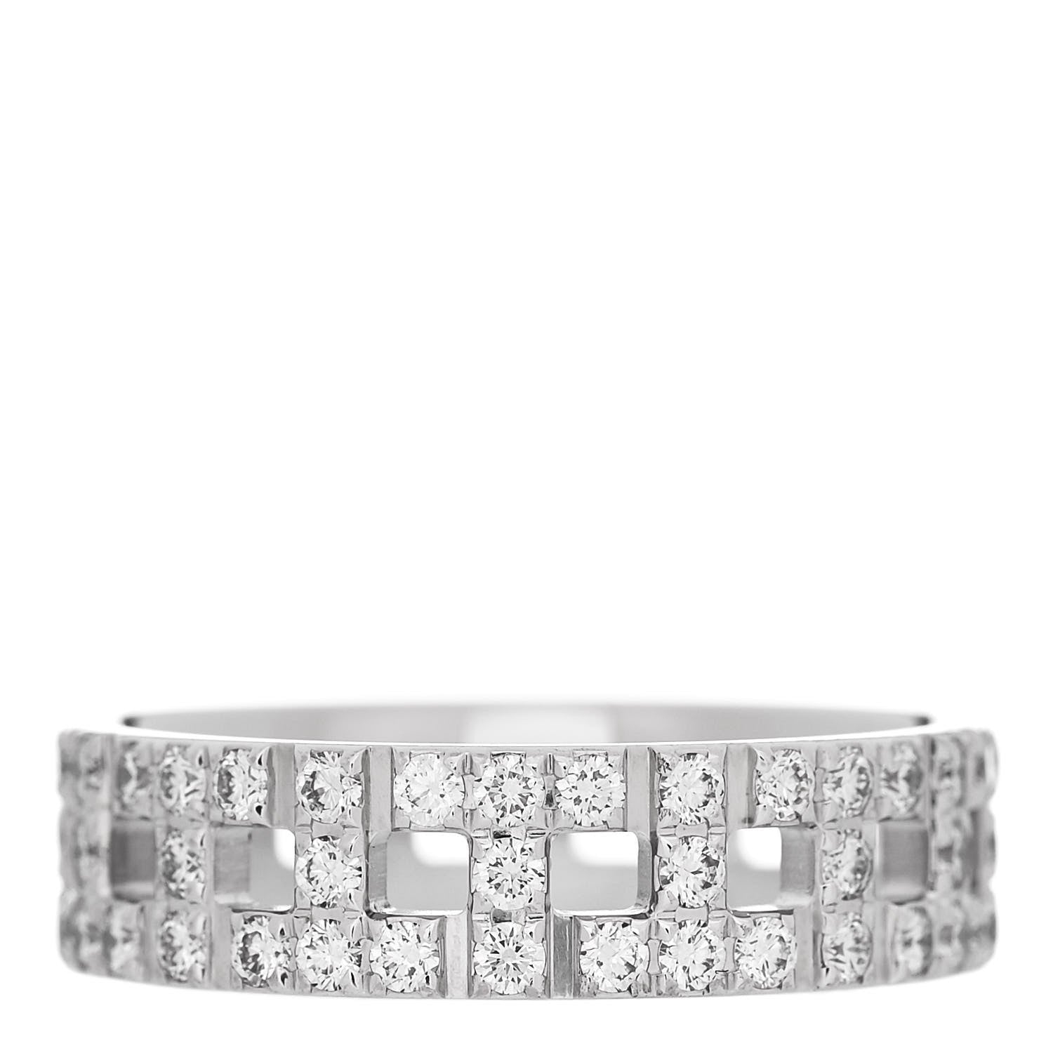 Tiffany 18K White Gold Diamond T True Wide Ring 56 7.5 3 of 4