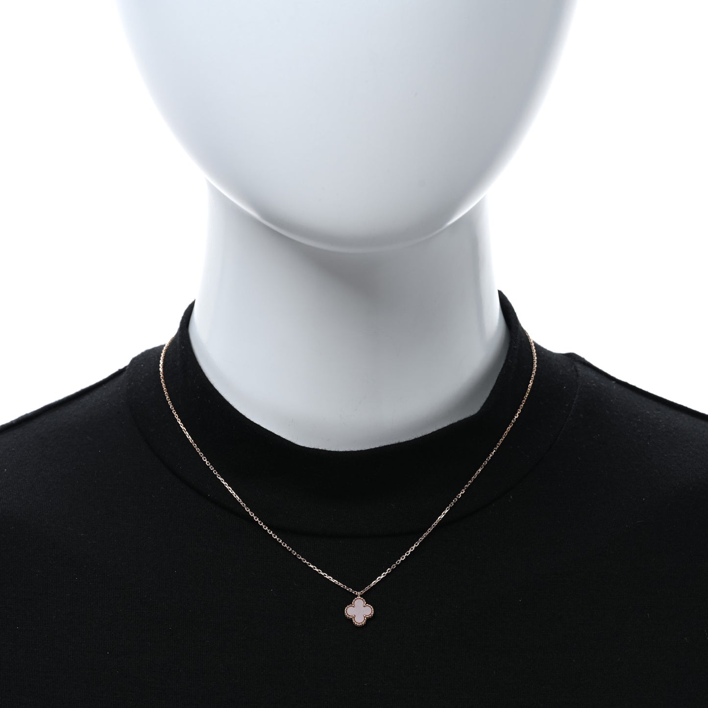 18K Rose Gold Carnelian Sweet Alhambra Pendant Necklace