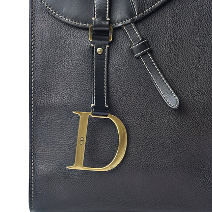 Christian Dior Calfskin Saddle Vertical Shopper Black 8 of 23