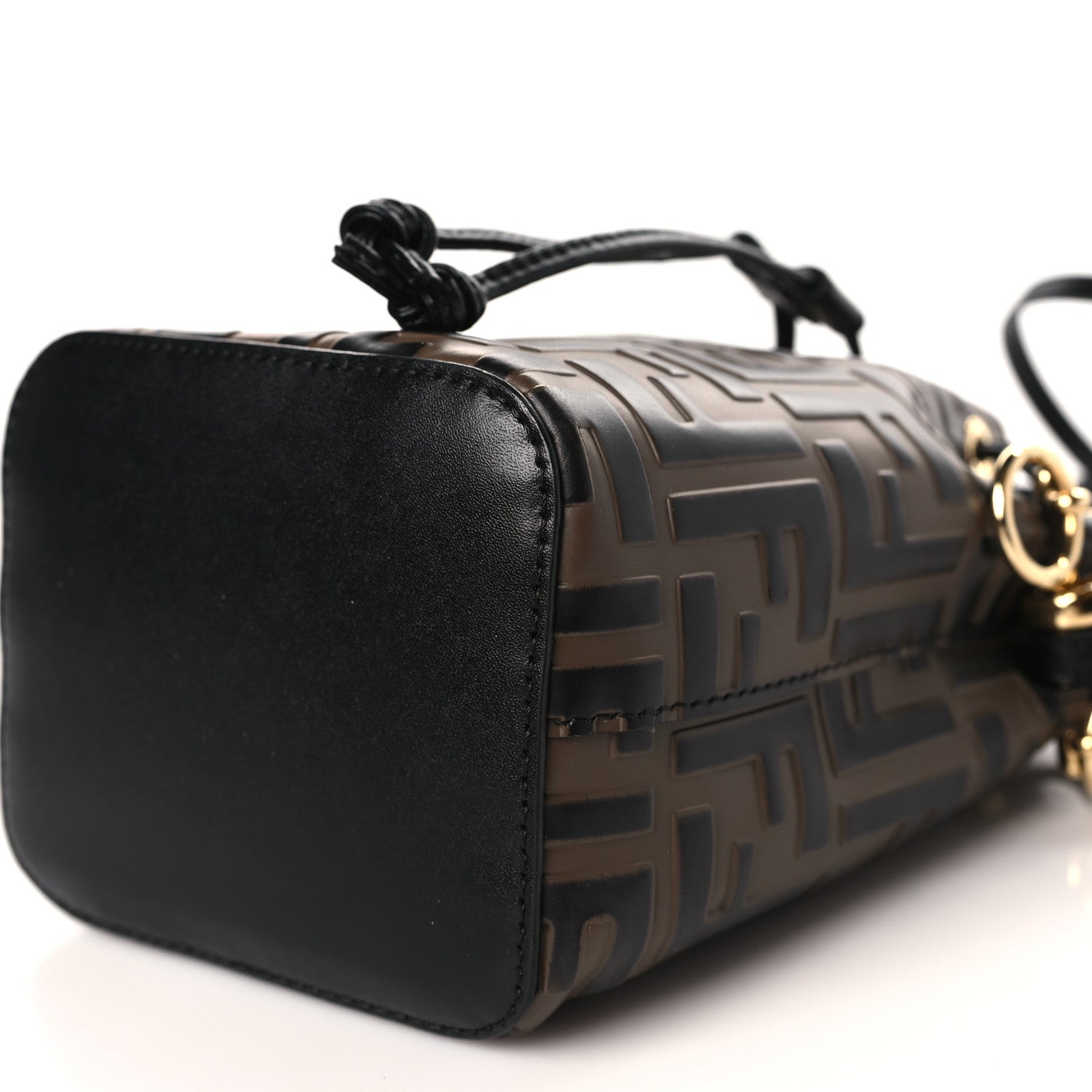 Fendi Vitello Liberty F is Fendi Bi-Color FF 1974 Embossed Mini Mon Tresor Bucket Bag Maya Black 9 of 9