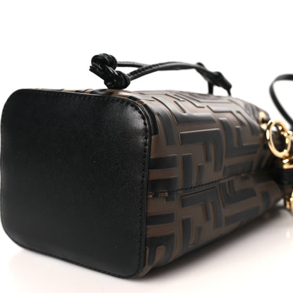 Fendi Vitello Liberty F is Fendi Bi-Color FF 1974 Embossed Mini Mon Tresor Bucket Bag Maya Black 9 of 9