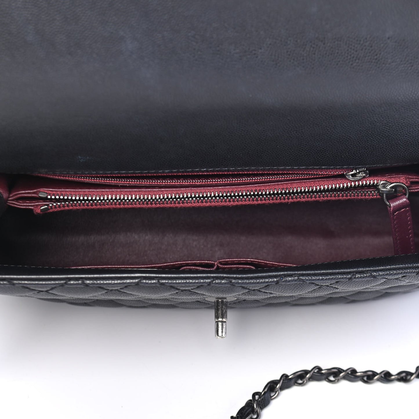 Caviar Lizard Quilted Medium Coco Handle Flap Black