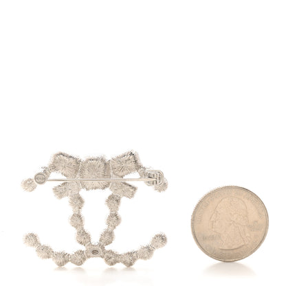 Chanel Pearl Crystal Bow CC Brooch Gold White Black 2 of 4