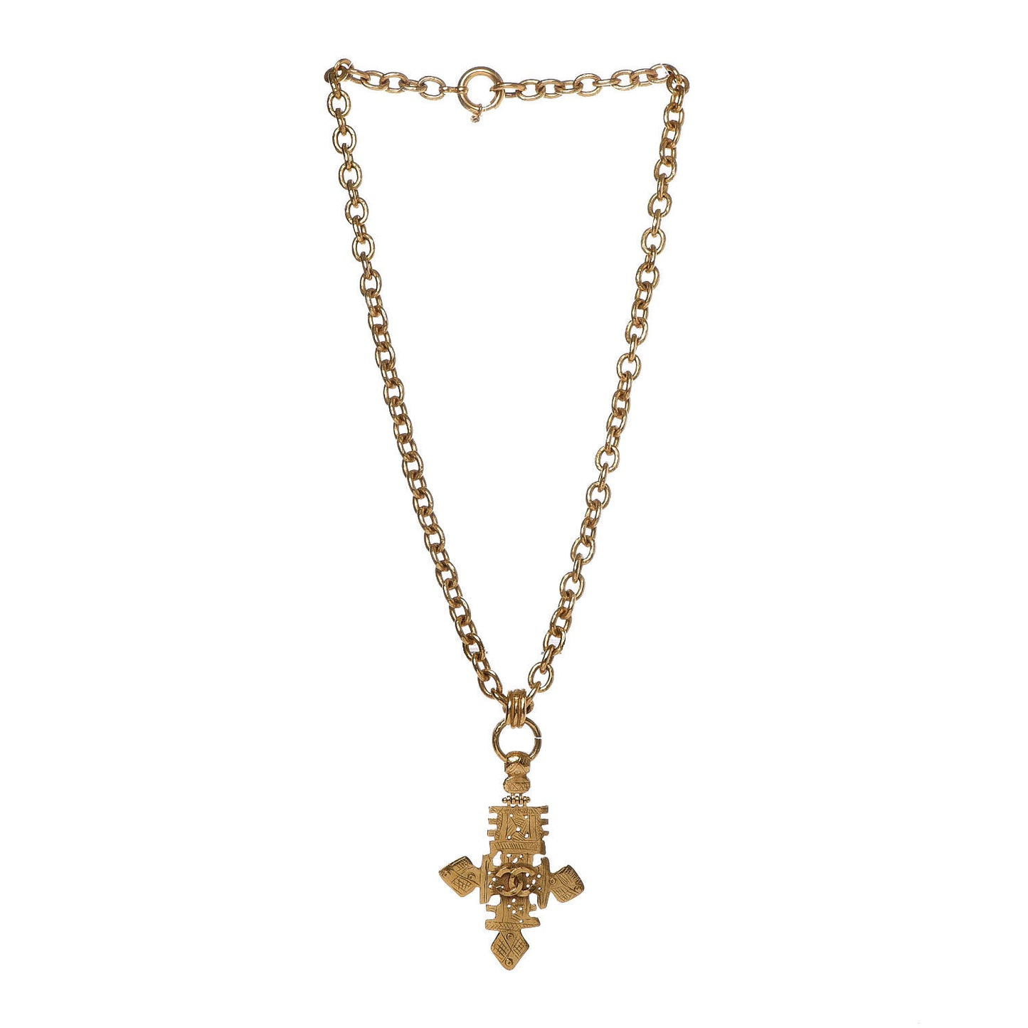 Chain CC Cross Necklace Gold