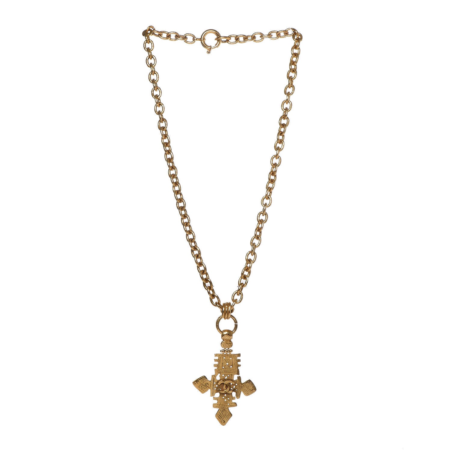 Chanel Chain CC Cross Necklace Gold 3 of 4