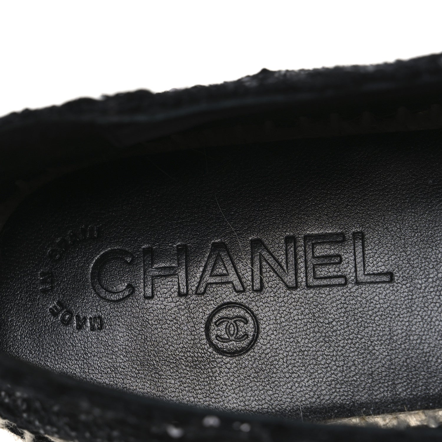 Chanel Tweed Patent Goatskin Sequin CC Espadrilles 41 Black 9 of 12