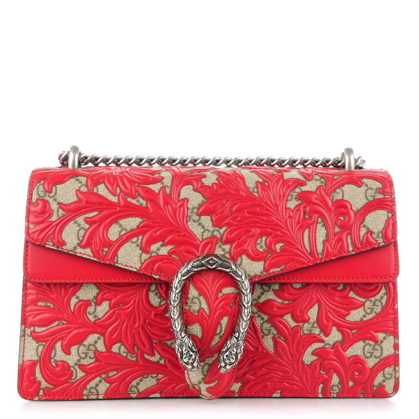 GG Supreme Monogram Arabesque Small Dionysus Shoulder Bag Hibiscus Red