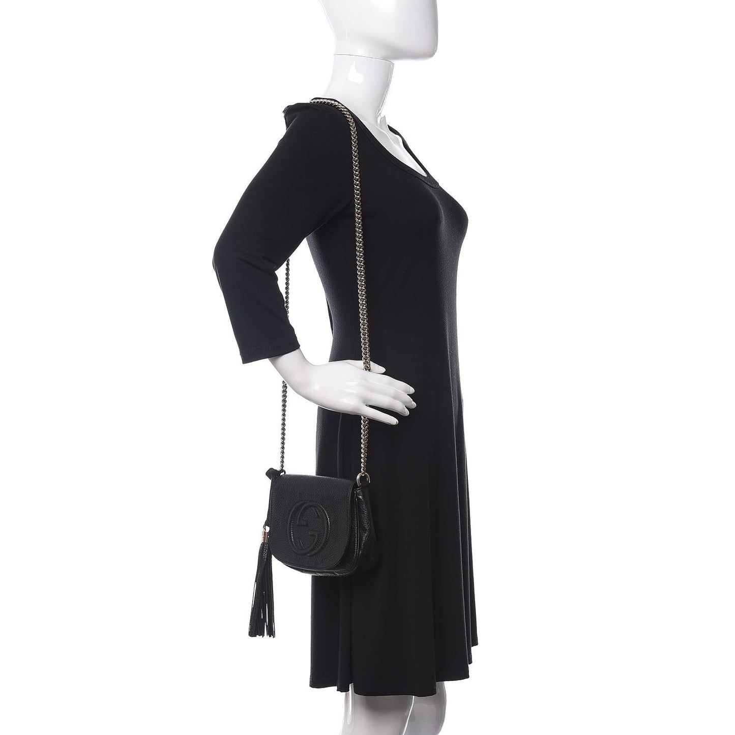 Pebbled Calfskin Small Soho Flap Crossbody Black