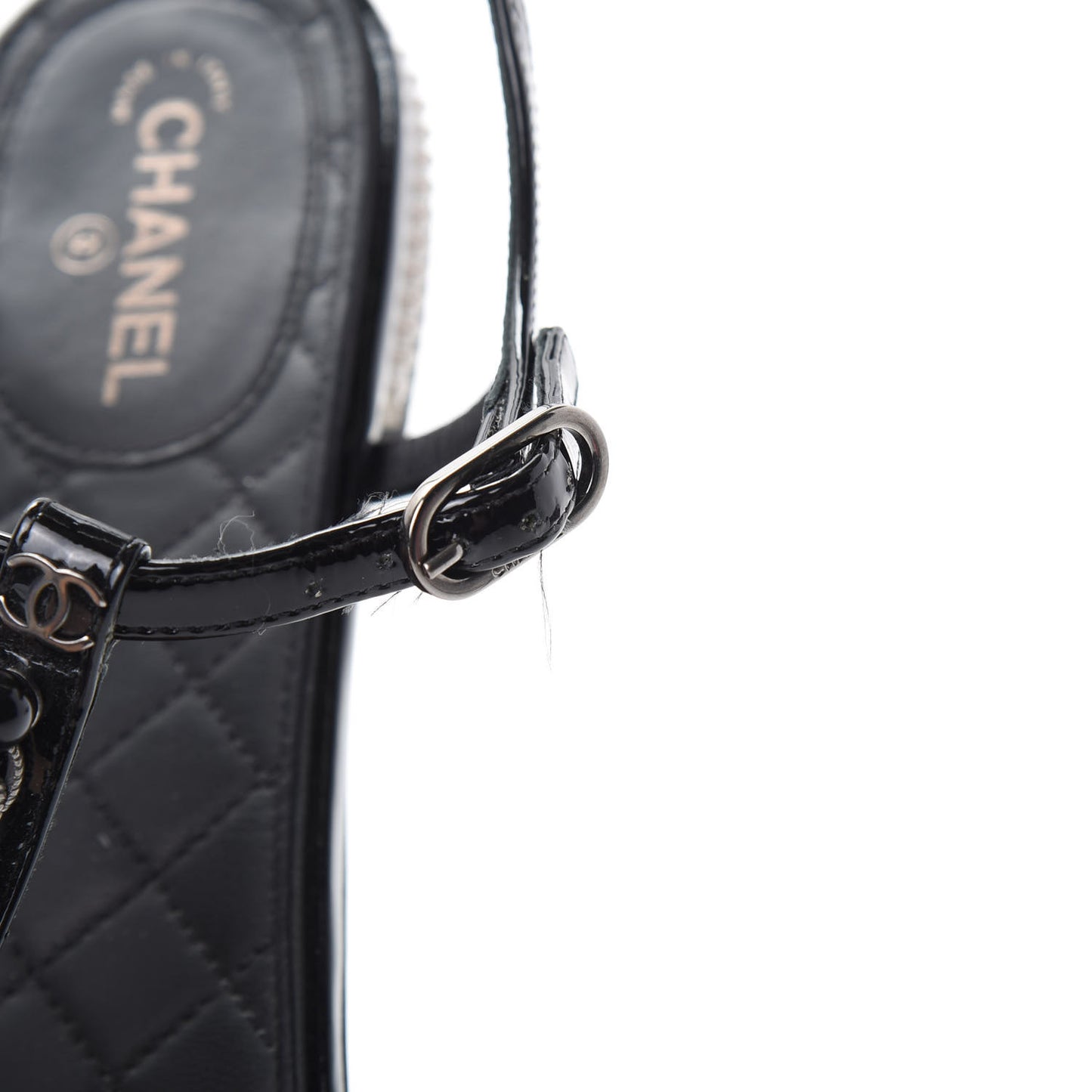 Patent Bead Chain Thong Sandals 39.5 Black