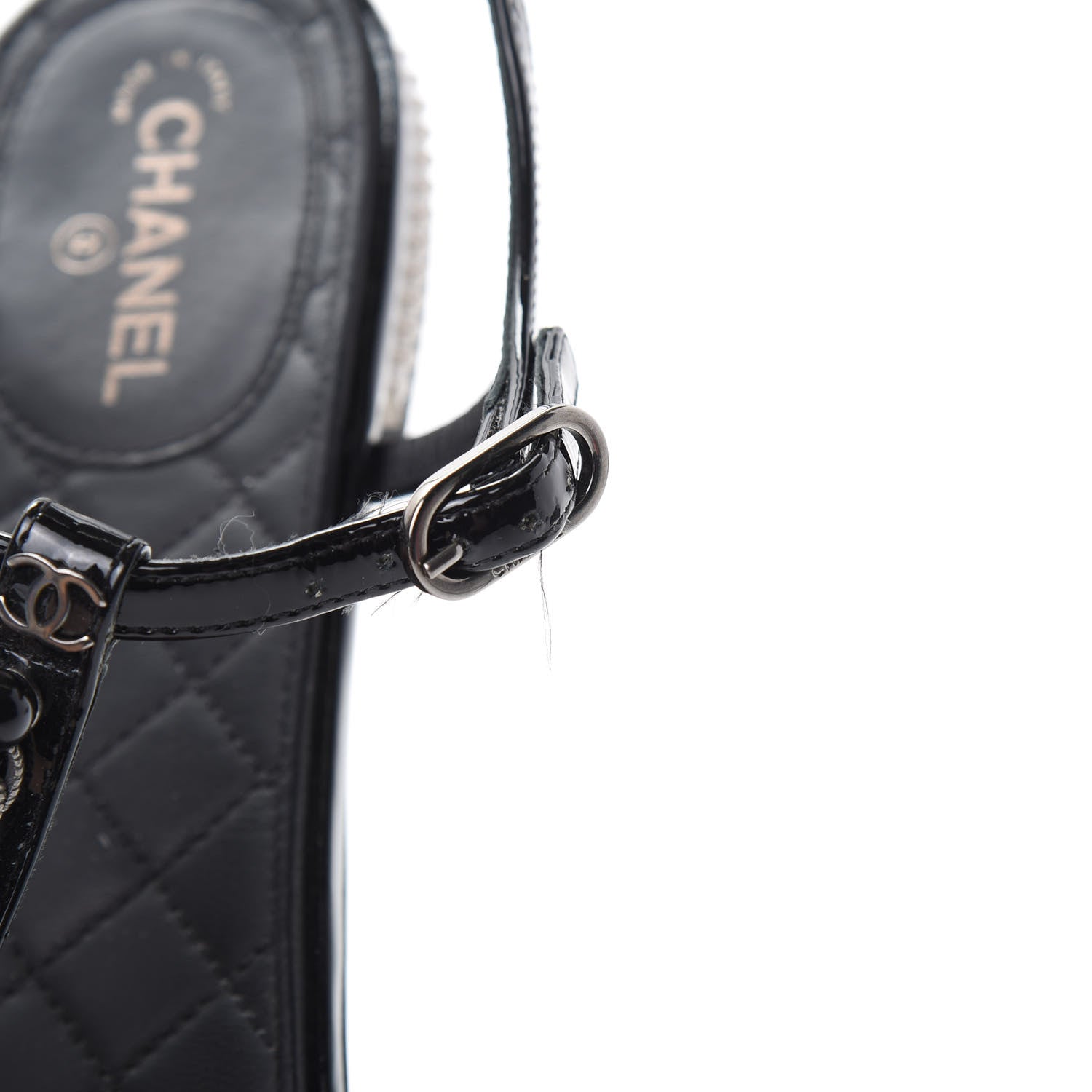 Chanel Patent Bead Chain Thong Sandals 39.5 Black 10 of 11