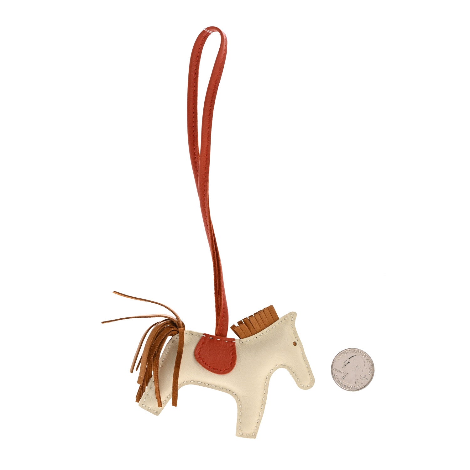 Hermes Milo Lambskin Grigri Rodeo Horse Bag Charm PM Craie Sesame Cornaline 2 of 4