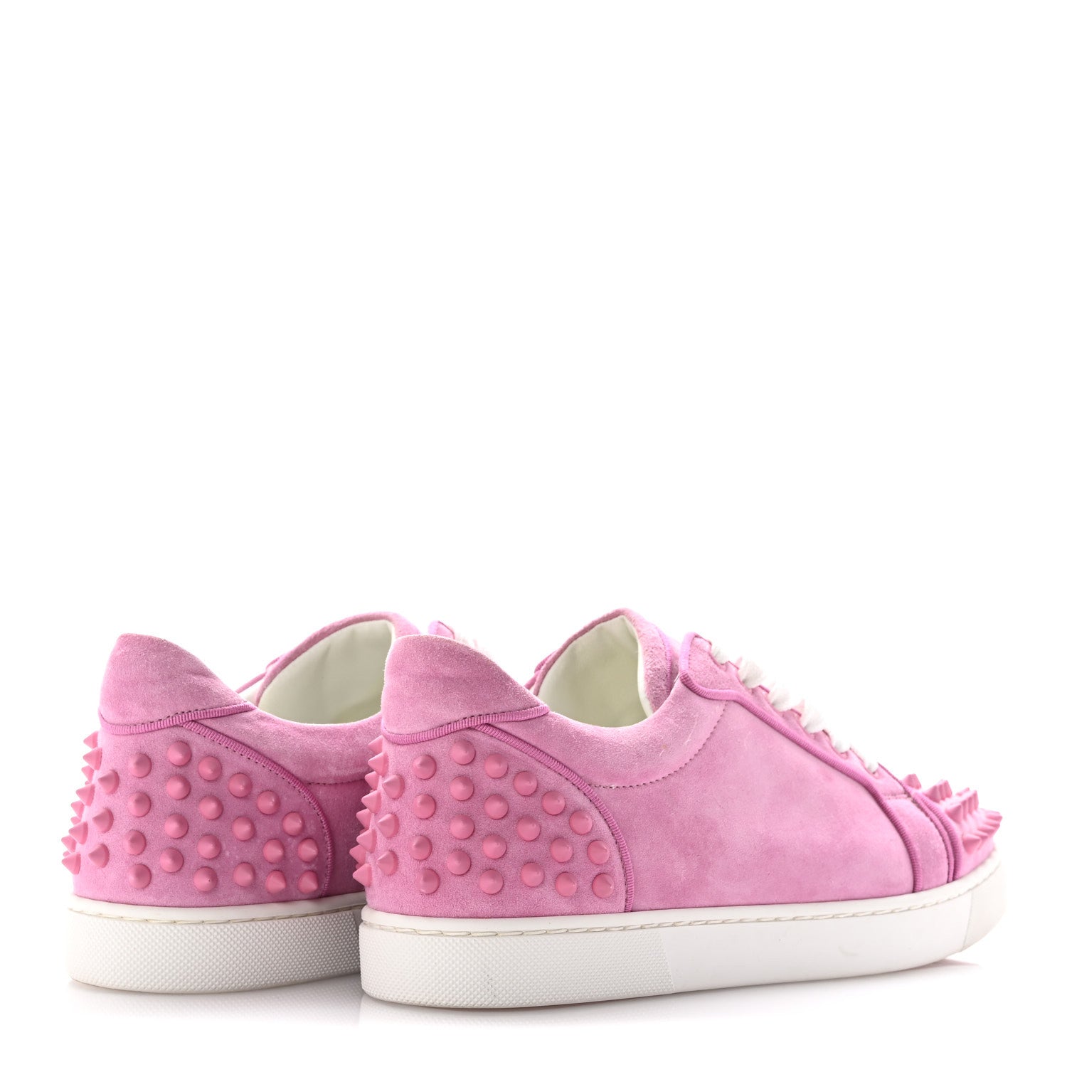Christian Louboutin Veau Velours Calfskin Spikes Womens Vieira Flat Sneakers 38.5 Gummy 5 of 12