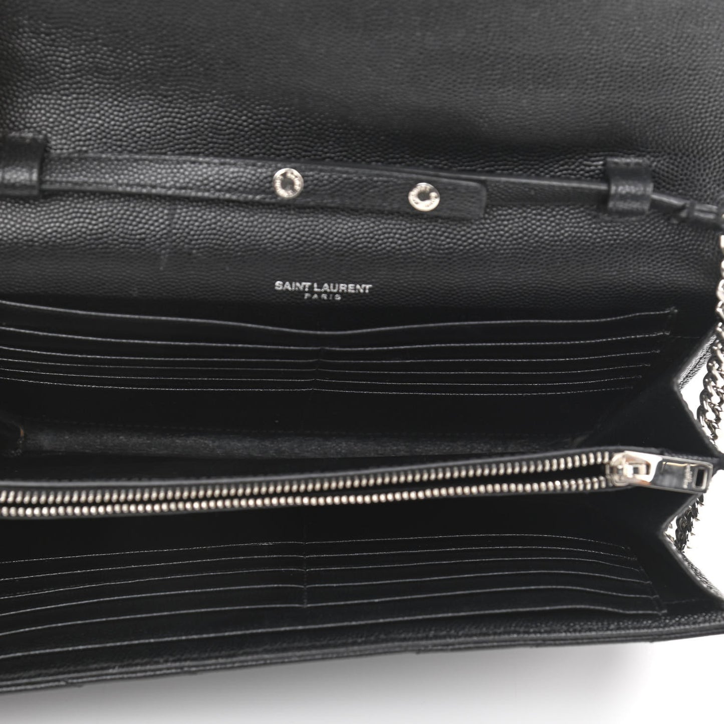Grain De Poudre Matelasse Chevron Monogram Chain Wallet Black