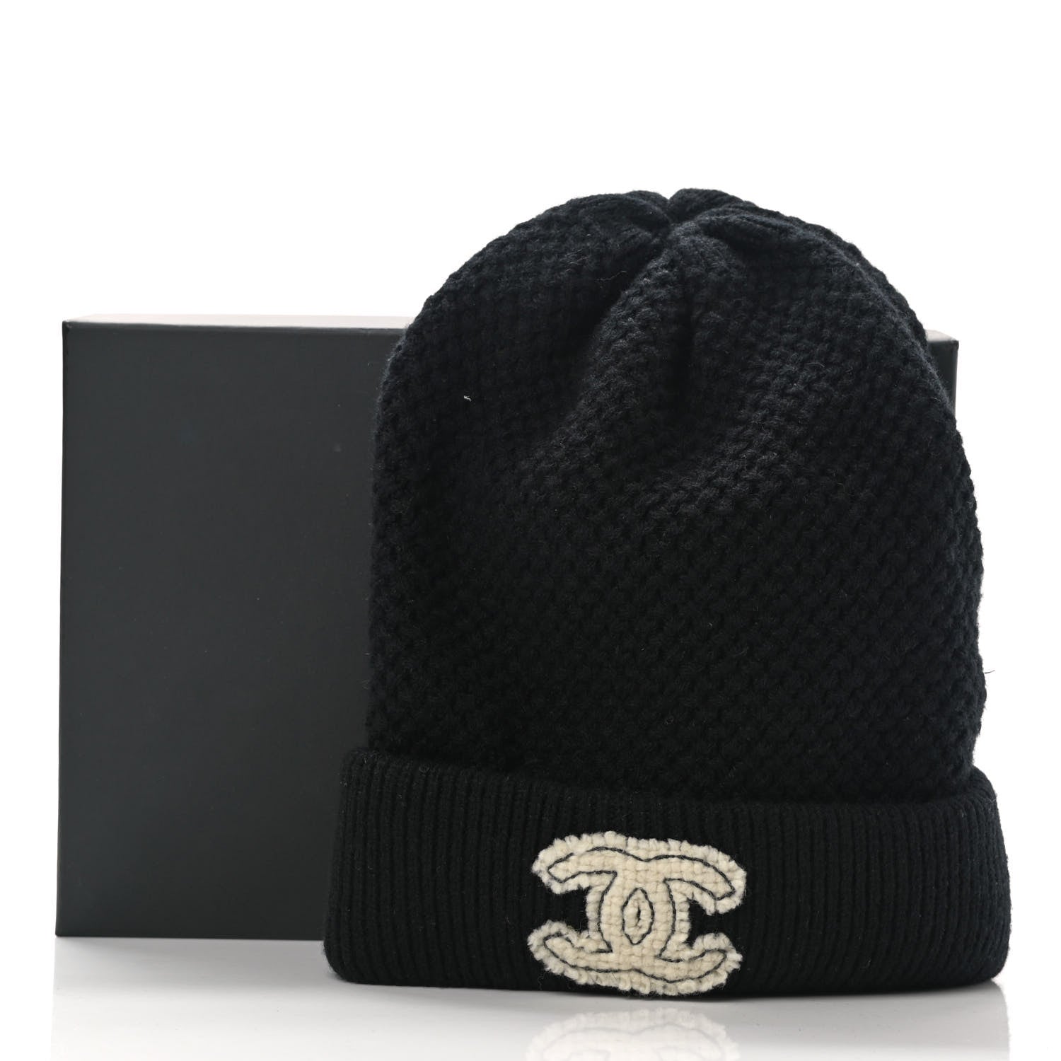 Chanel Cashmere CC Logo Beanie Hat Black 6 of 6