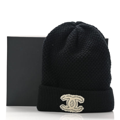 Chanel Cashmere CC Logo Beanie Hat Black 6 of 6