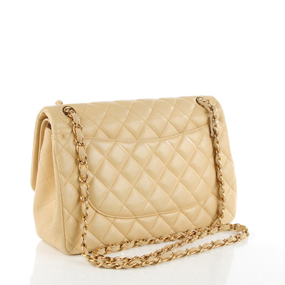 Chanel Lambskin Quilted Jumbo Double Flap Beige 3 of 9