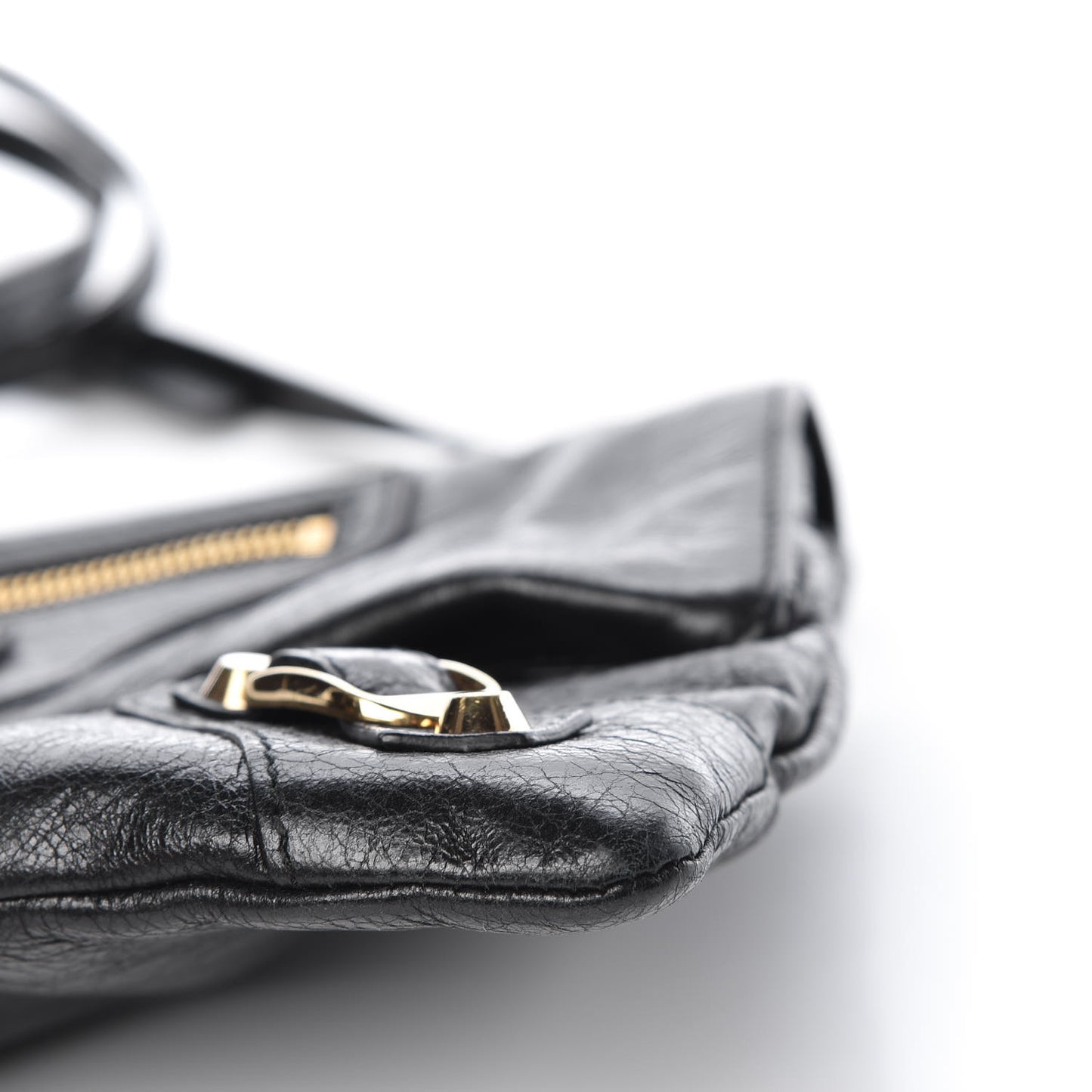 Agneau Classic Gold Hardware Envelope Clutch Black