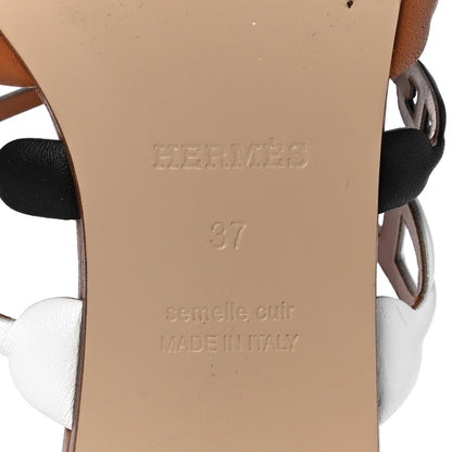 Hermes Nappa Thalassa Sandals 37 Camel Black White 12 of 13