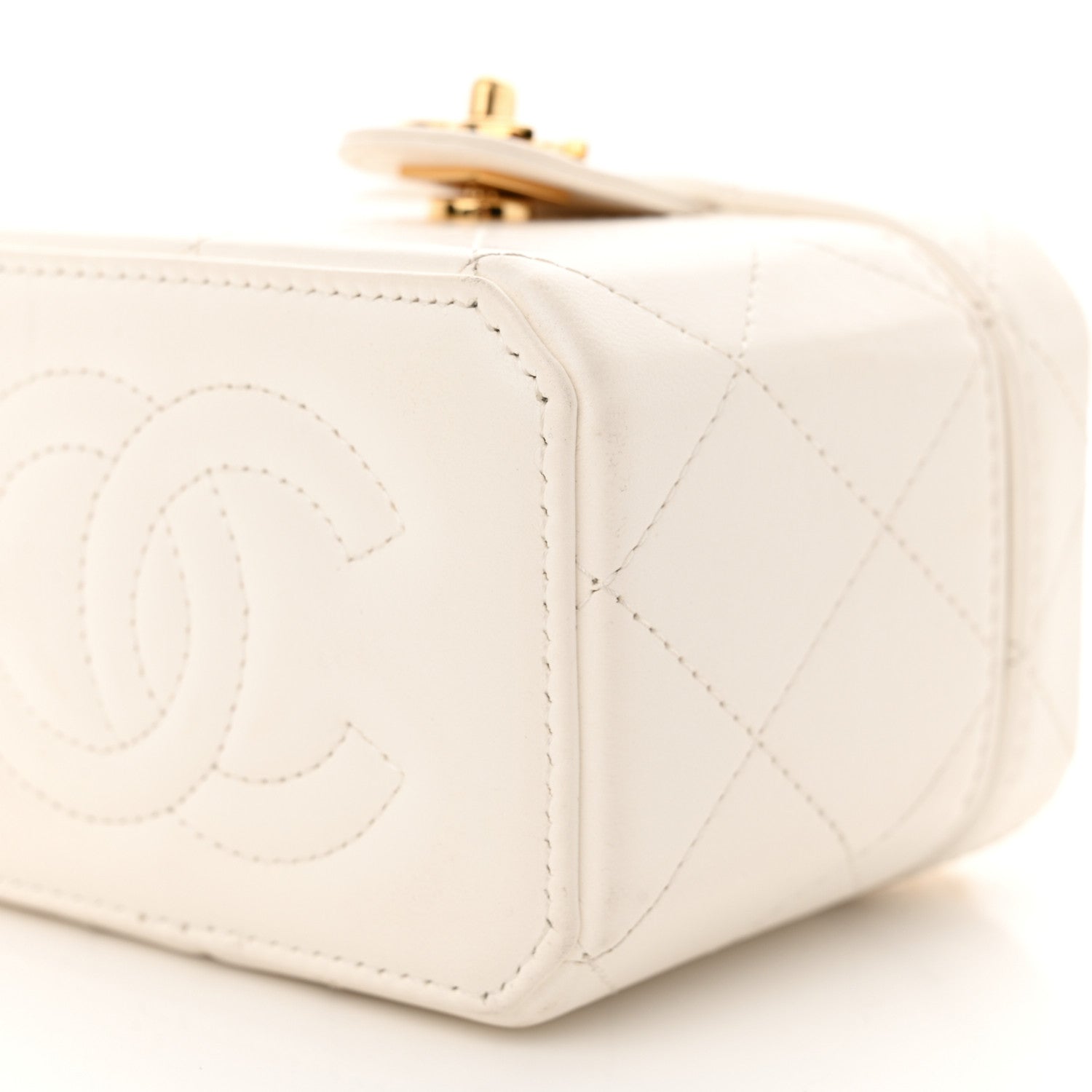 Chanel Lambskin Quilted Vanity Clutch With Chain White 10 of 10