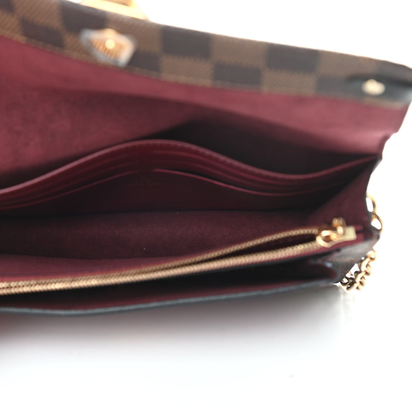 Damier Ebene Vavin Chain Wallet Red