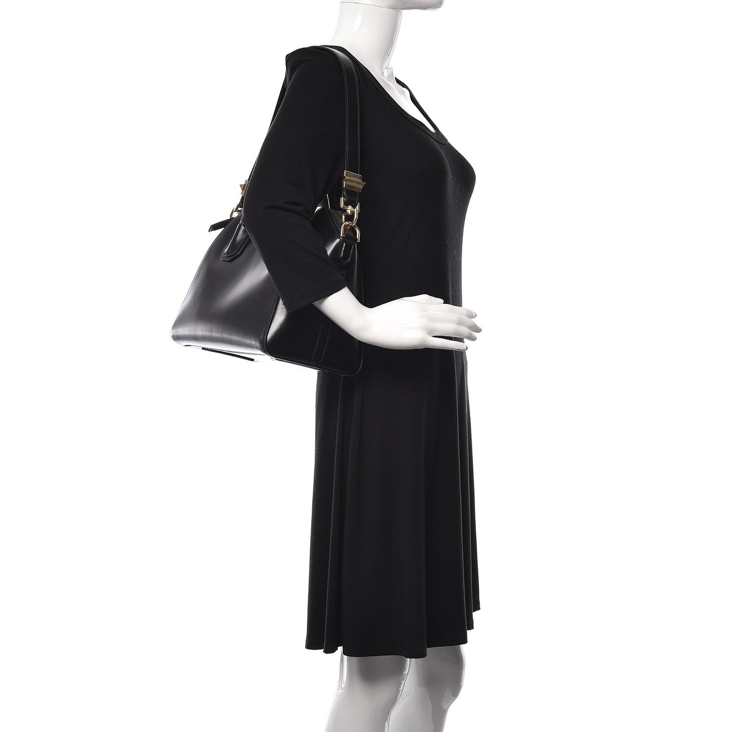 Shiny Lord Calfskin Small Antigona Black