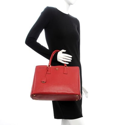 Prada Saffiano Large Galleria Double Zip Tote Fuoco 2 of 7