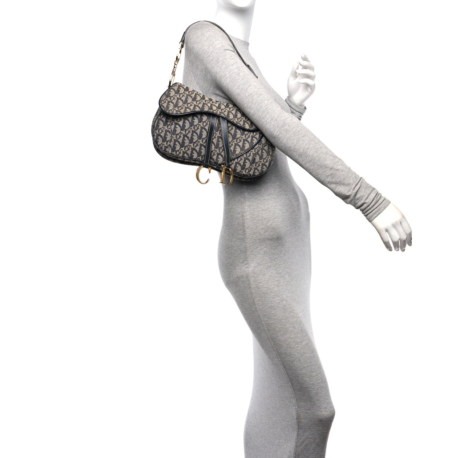 Christian Dior Monogram Double Saddle Bag Navy Blue 2 of 13