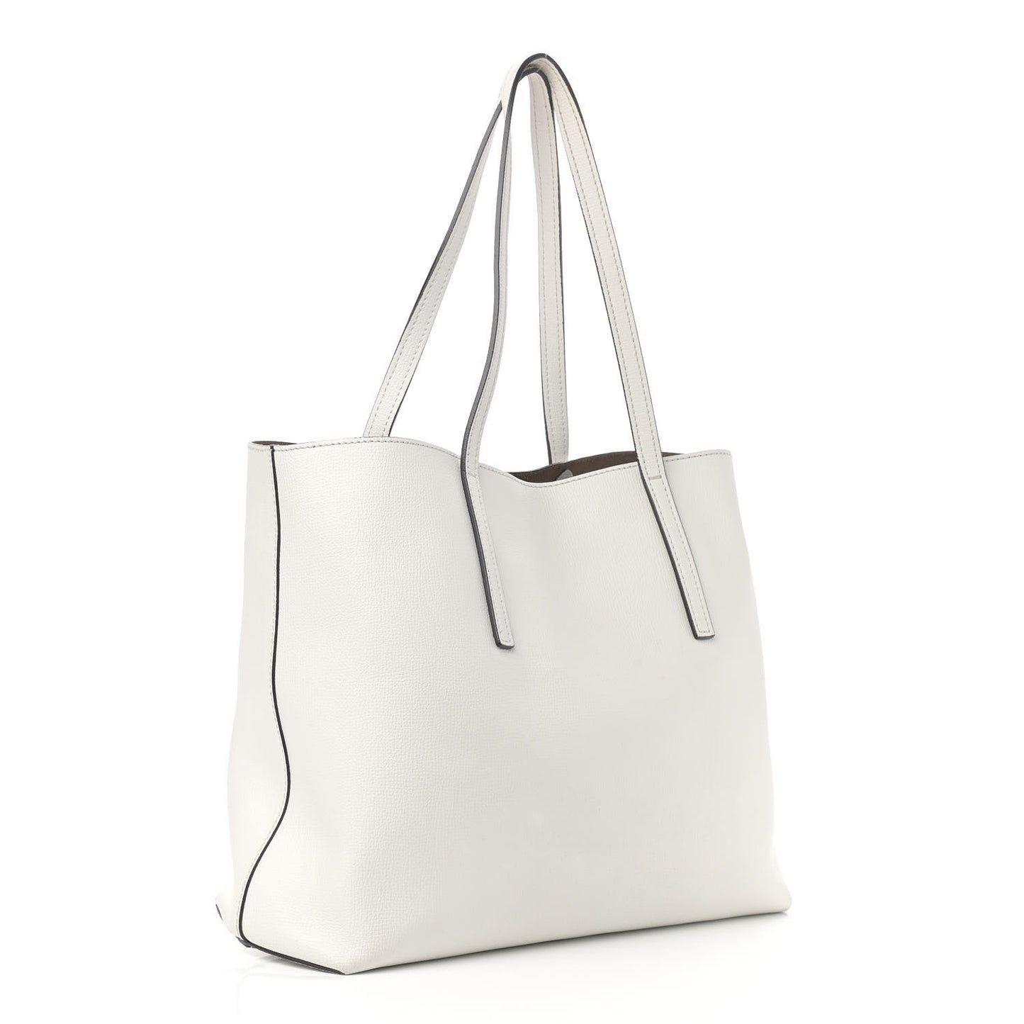 Vitello Vienna Enamel F is Fendi Shopping Tote White Taupe