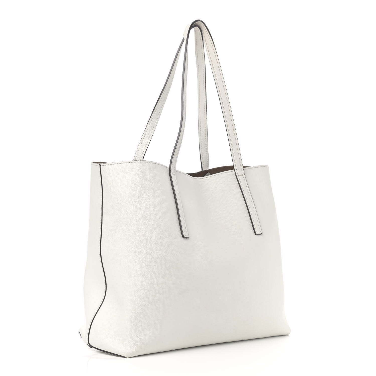 Fendi Vitello Vienna Enamel F is Fendi Shopping Tote White Taupe 4 of 15